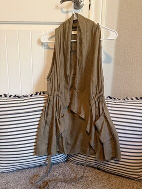 Elodie Olive Green Sleeveless Draped Vest